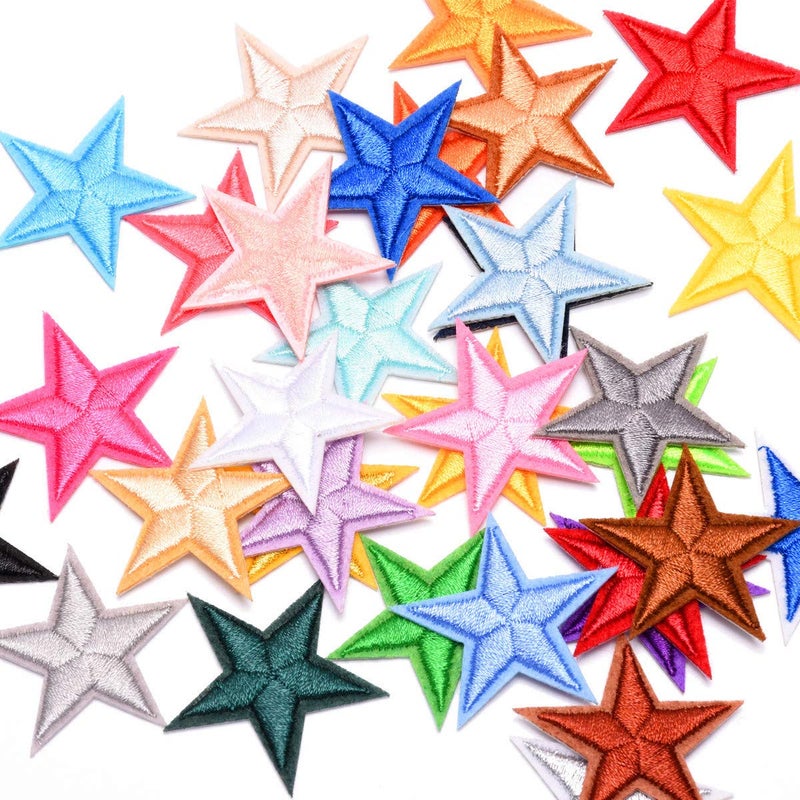 MSCFTFB 33 Pieces Assorted Colors Small 5 Star Iron on Patches Sew Embroidered Patches Appliques Embellishments for Clothing Jackets Backpack Repairing Decorations (Gold) - Image 2